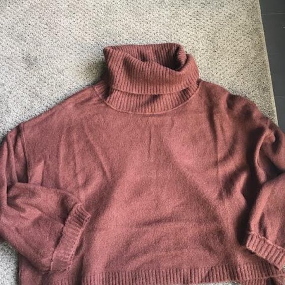 Brown Cropped Cowl Neck Sweater - Picture 2 of 2